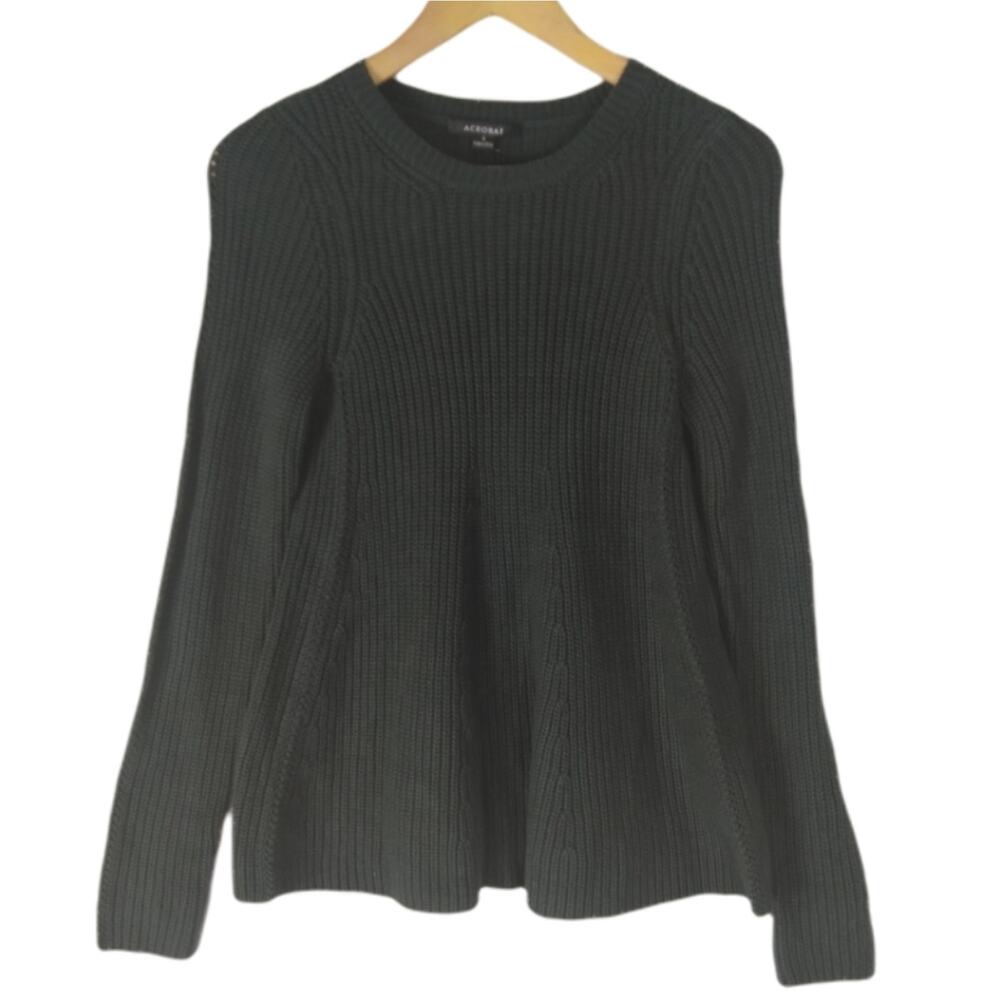 Acrobat Green Ribbed Peplum Sweater S